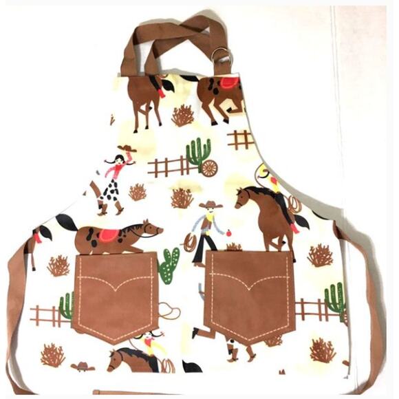 KIDS Rootin Tootin Cowboy Cowgirl Apron - Children's Western Smock Bib - Picture 6 of 9